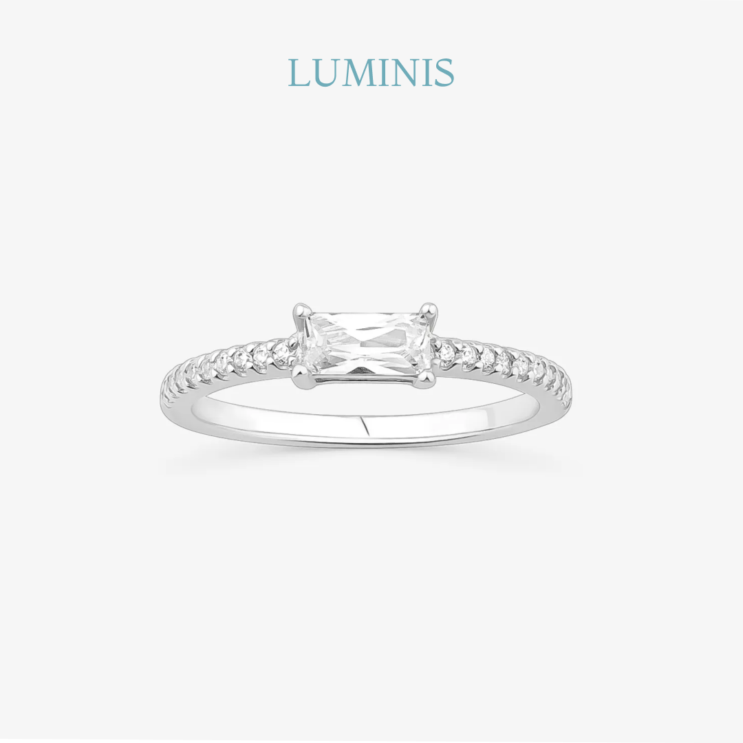 Bague Baguette Blanche Sertie en Argent 925