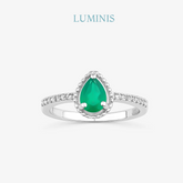 Bague Goutte avec Pierre Verte en Argent 925