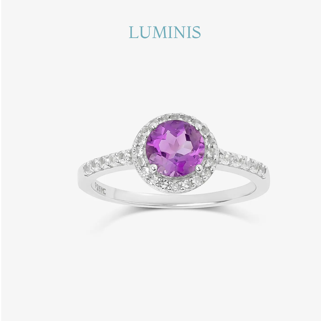 Bague Ronde avec Améthyste en Argent 925