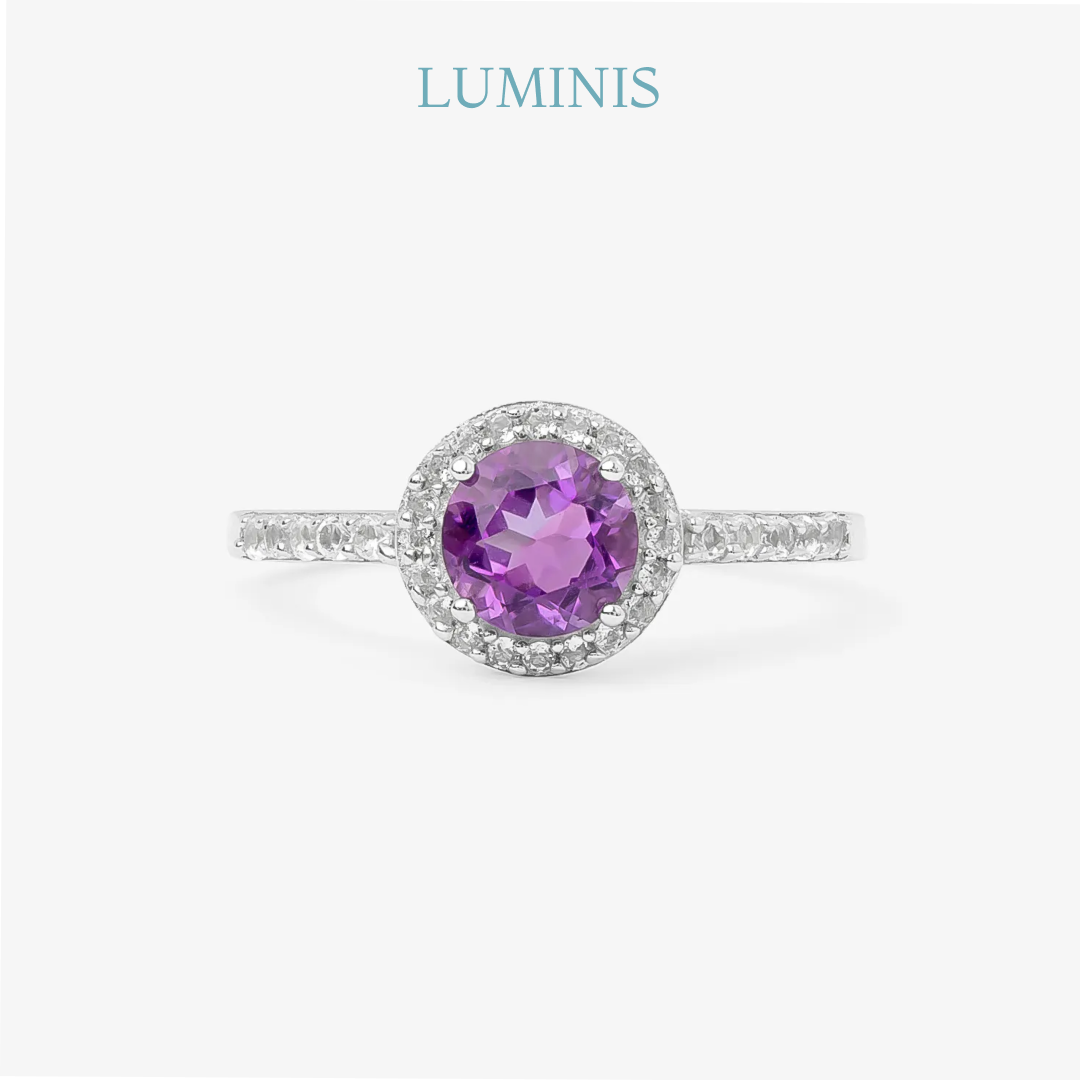 Bague Ronde avec Améthyste en Argent 925