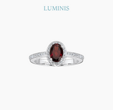 Bague Ovale avec Pierre Rouge en Argent 925