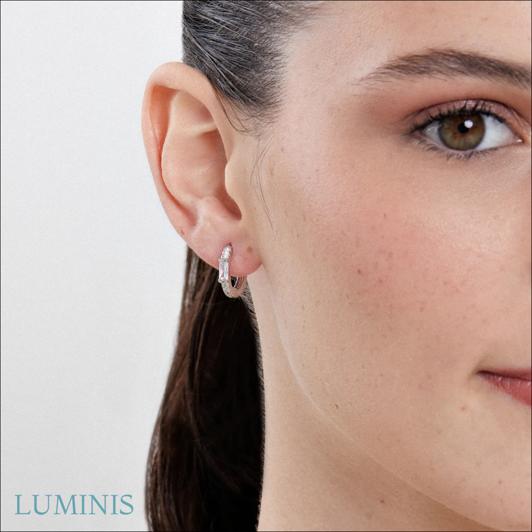 Créole Baguette Sertie en Argent 925