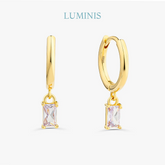 Créole Baguette Lilas Sertie en Argent 925 avec Plaquage en Or Jaune 18k