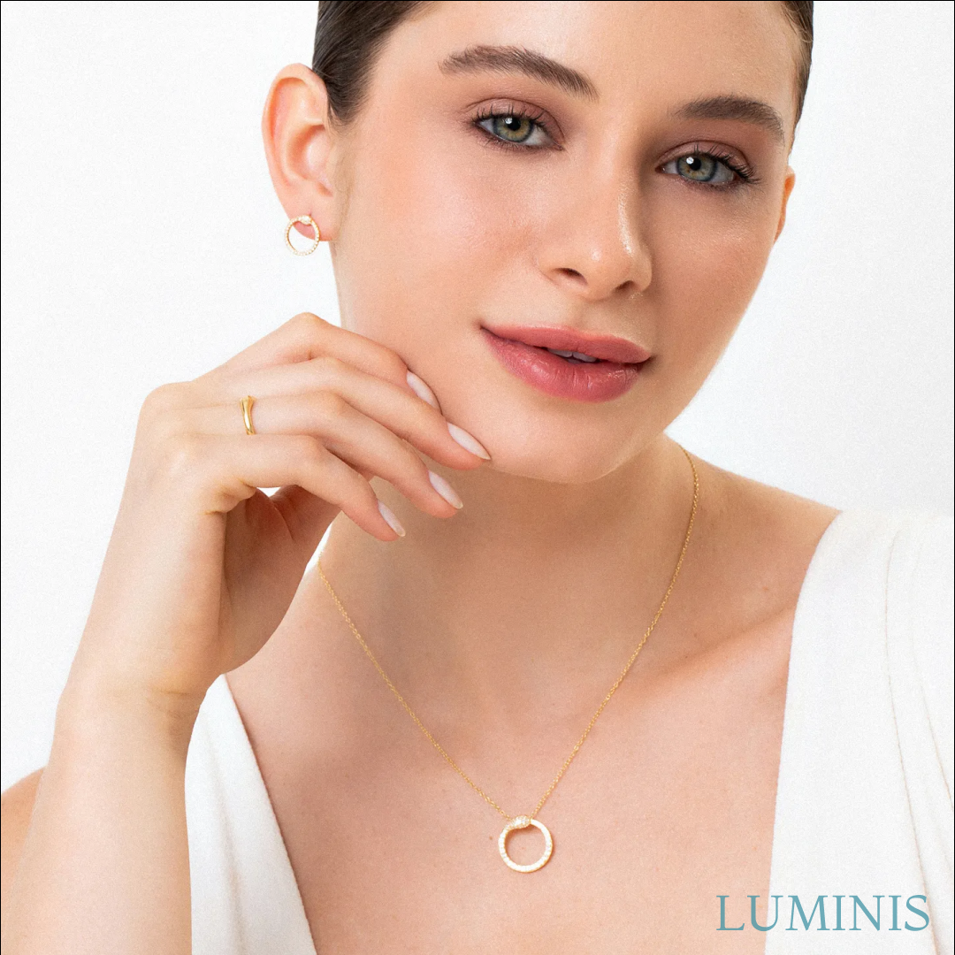 Boucles d'oreilles Cercle en Argent 925 avec Plaquage en Or Jaune