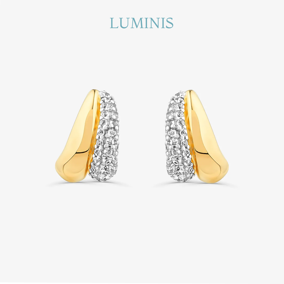 Boucles d'oreilles Gouttes en Argent 925 avec Plaquage en Or Jaune