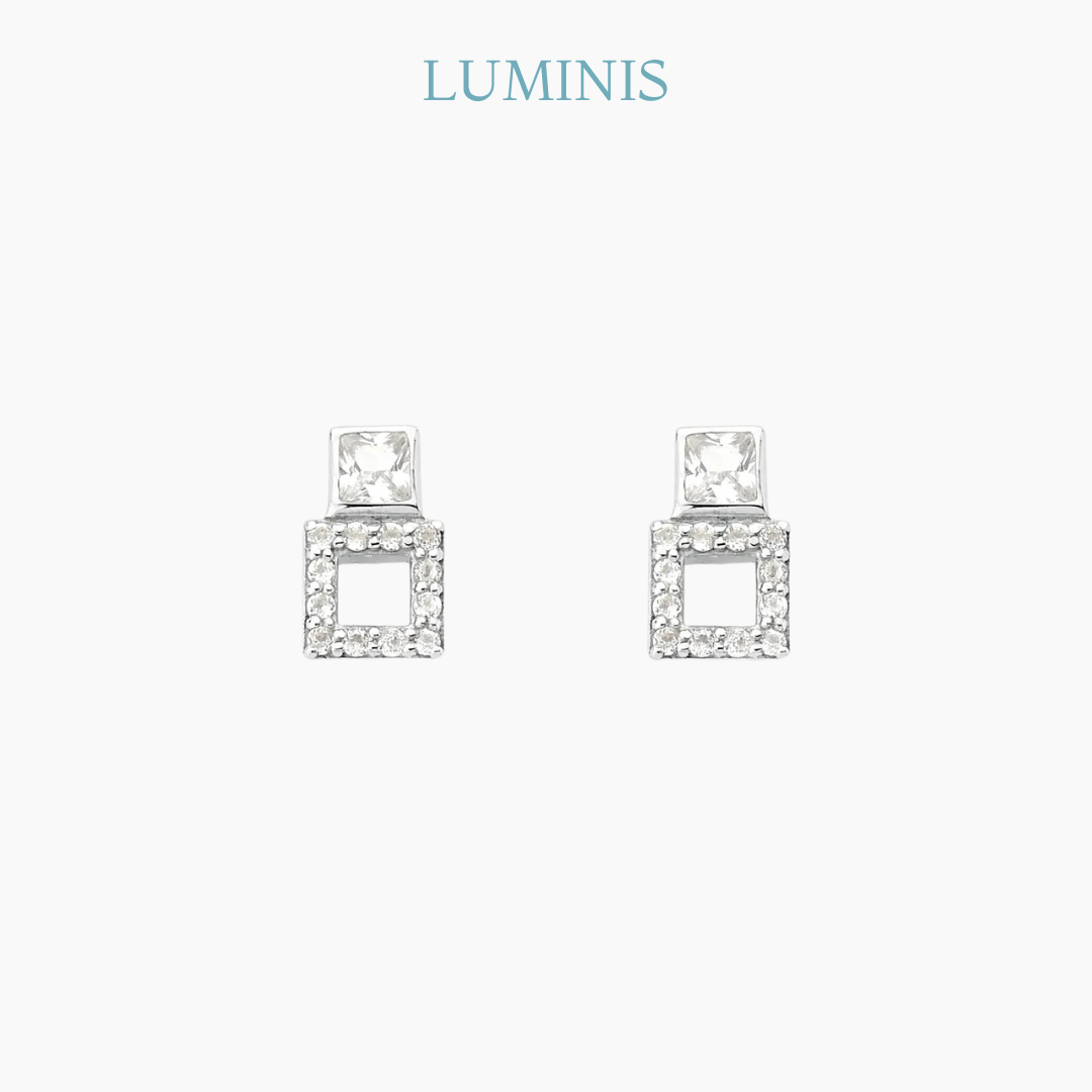 Boucles d'oreilles Stud Géométriques avec Saphirs en Argent 925