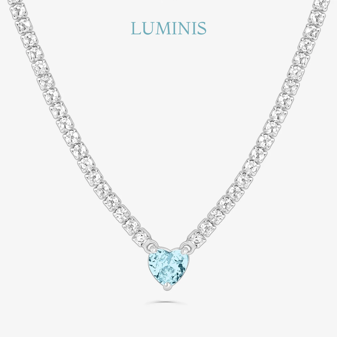 Collier Cœur Bleu Sertie en Argent 925