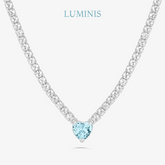 Collier Cœur Bleu Sertie en Argent 925