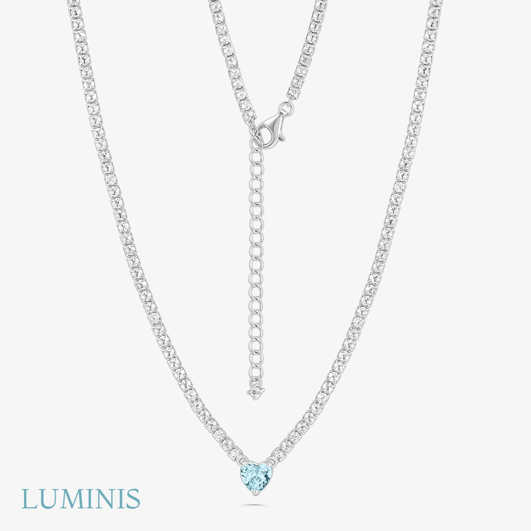 Collier Cœur Bleu Sertie en Argent 925