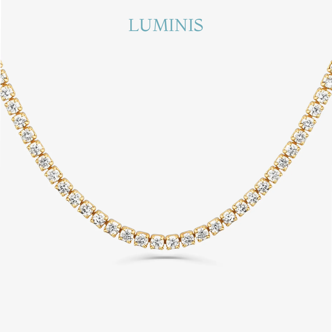 Collier Riviera Sertie en Argent 925 avec Plaquage en Or Jaune 18k