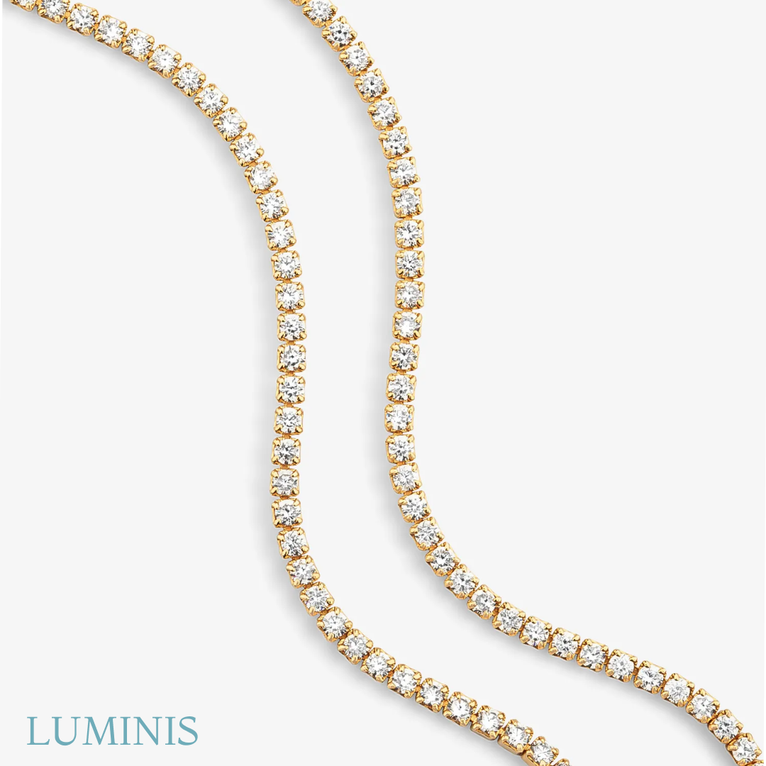 Collier Riviera Sertie en Argent 925 avec Plaquage en Or Jaune 18k