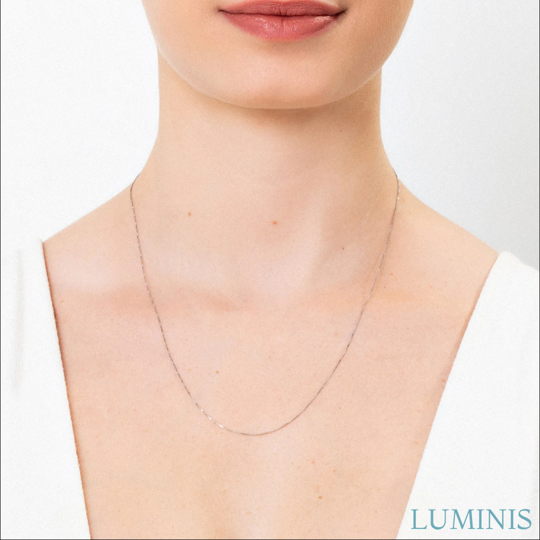 Chaîne Maille Vénitienne en Argent 925 avec Plaquage en Or Blanc 18k