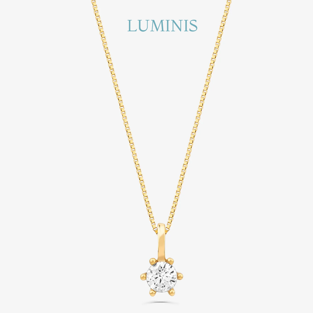 Pendentif Solitaire avec Zircone et Or Jaune 18k