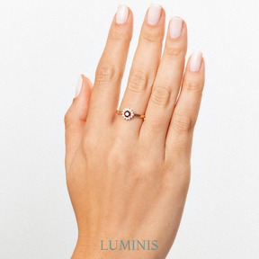 Bague Florale en Argent 925 avec Plaquage en Or Rose 18k