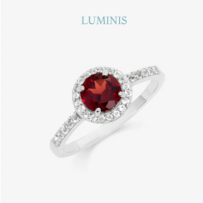 Bague Ronde avec Pierre Rouge en Argent 925