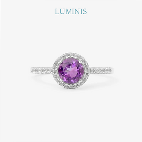 Bague Ronde avec Améthyste en Argent 925