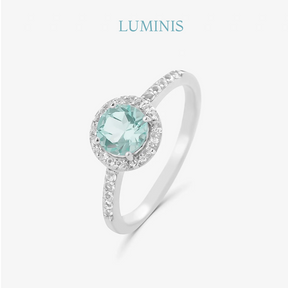 Bague Ronde avec Pierre Bleue en Argent 925