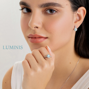 Bague Ronde avec Pierre Bleue en Argent 925