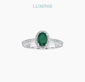 Bague Ovale avec Pierre Verte en Argent 925