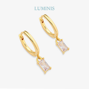 Créole Baguette Lilas Sertie en Argent 925 avec Plaquage en Or Jaune 18k