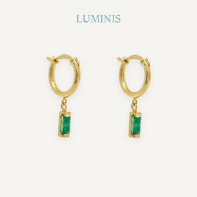 Créole avec Pierre Verte en Or 18K et Argent 925