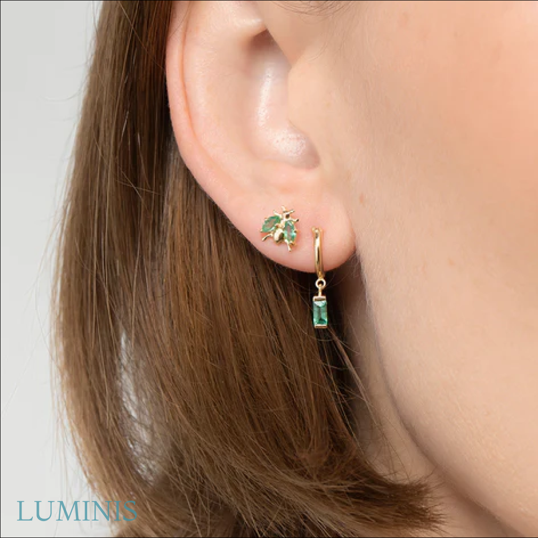 Créole avec Pierre Verte en Or 18K et Argent 925