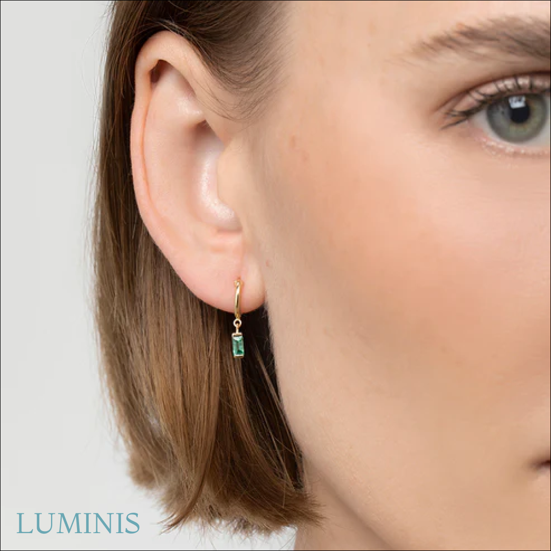 Créole avec Pierre Verte en Or 18K et Argent 925