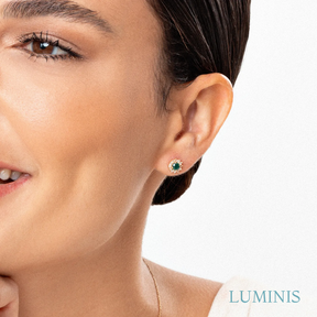 Boucles d'oreilles Florales avec Pierre Verte en Argent 925