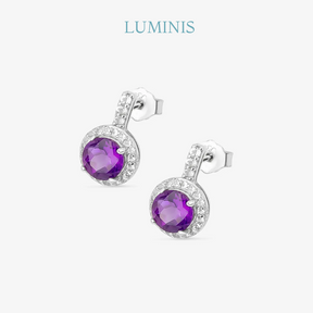 Boucles d'oreilles Rondes avec Améthyste et Topaze en Argent 925