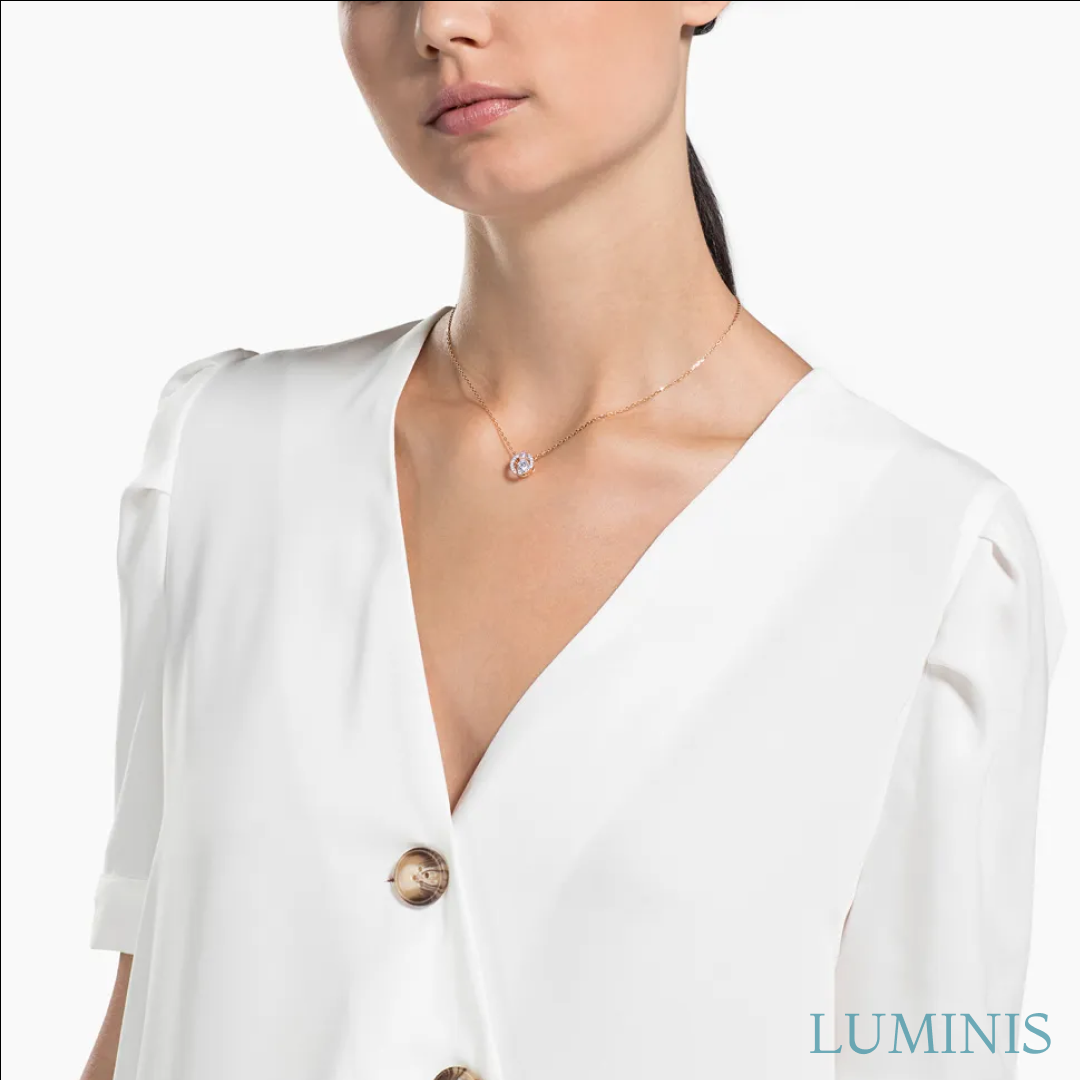 Collier Blanc avec Revêtement en Or Rose