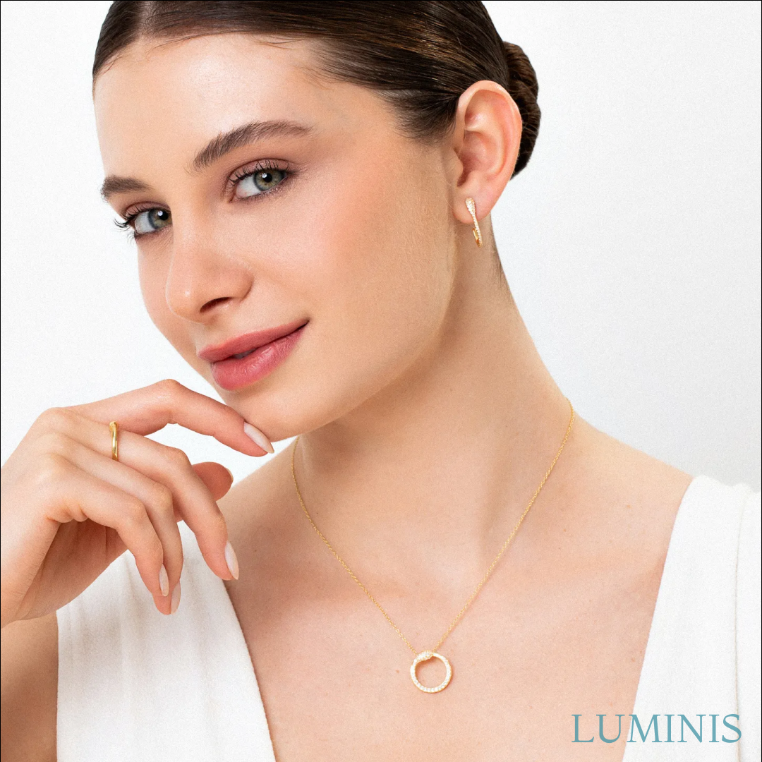 Collier Cercle en Argent 925 avec Plaquage en Or Jaune