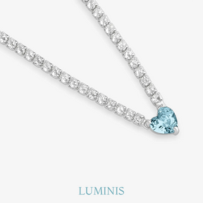 Collier Cœur Bleu Sertie en Argent 925