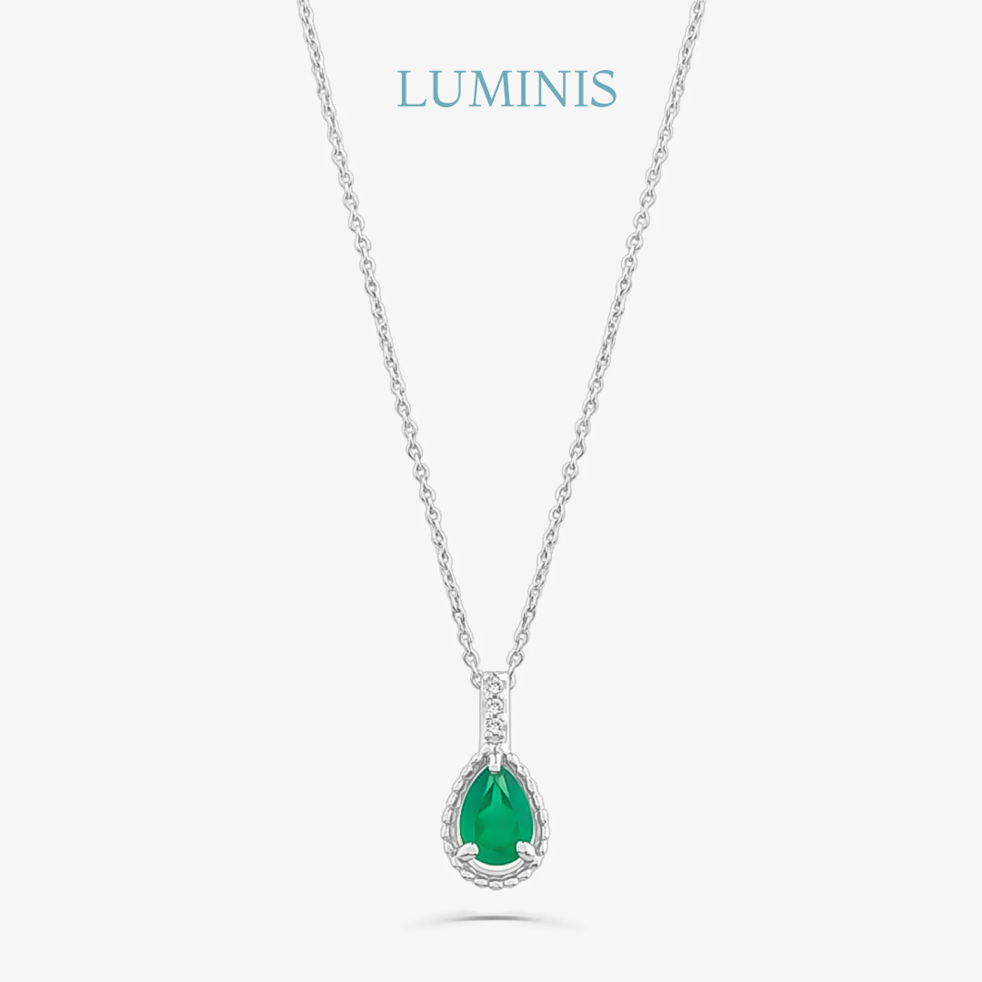 Collier Goutte avec Pierre Verte en Argent 925