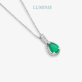 Collier Goutte avec Pierre Verte en Argent 925