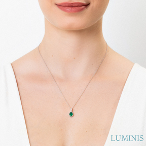 Collier Goutte avec Pierre Verte en Argent 925