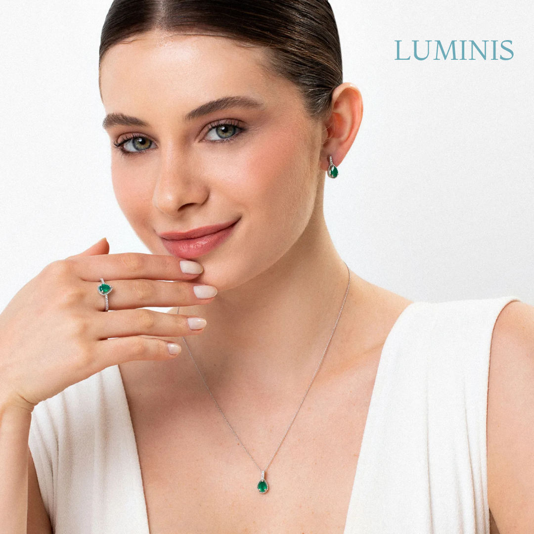 Collier Goutte avec Pierre Verte en Argent 925