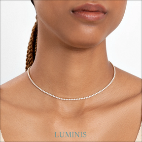 Collier Riviera Sertie en Argent 925 avec Plaquage en Or Jaune 18k