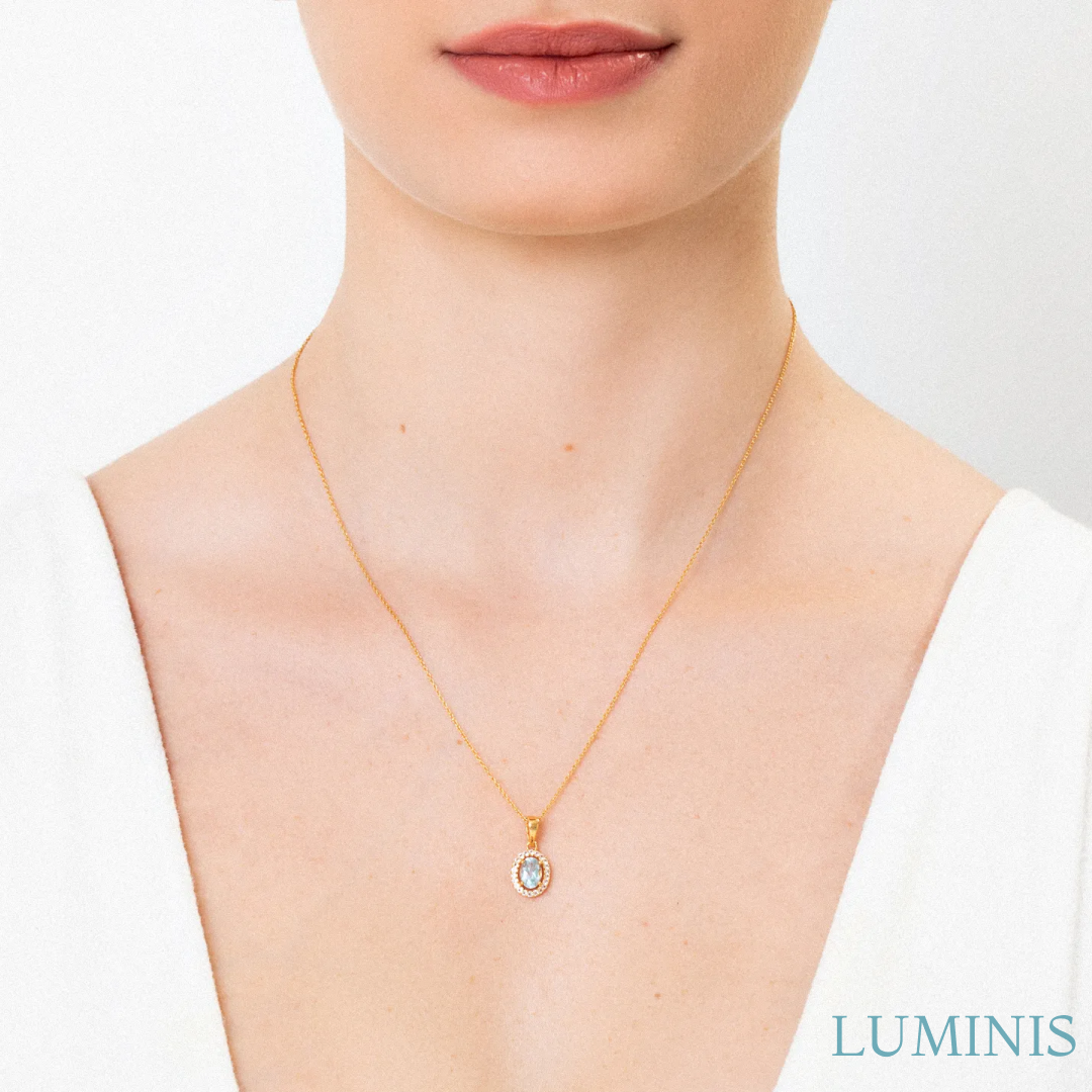 Collier avec Pierre Bleue en Argent 925