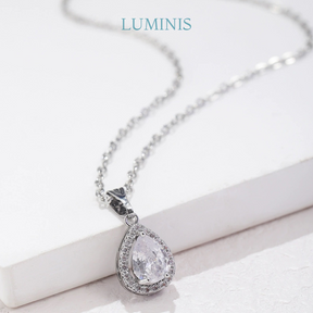 Set Boucles d'oreilles et Collier Goutte en Cristal Sertie de Zircones en Argent 925