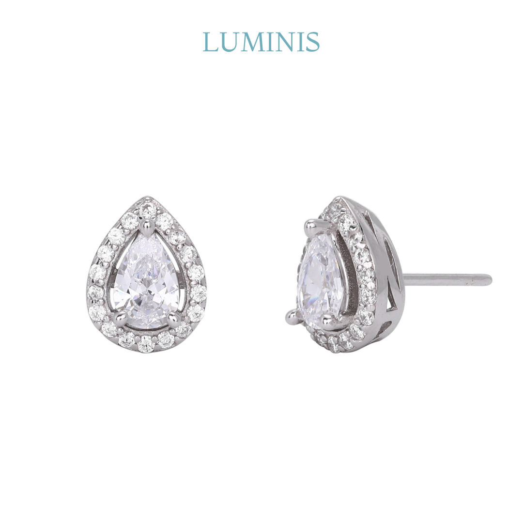 Set Boucles d'oreilles et Collier Goutte en Cristal Sertie de Zircones en Argent 925