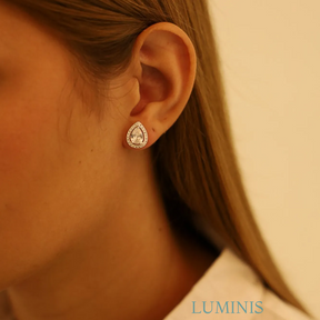 Set Boucles d'oreilles et Collier Goutte en Cristal Sertie de Zircones en Argent 925