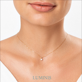 Pendentif Solitaire avec Zircone et Or Jaune 18k