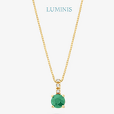 Pendentif Vert en Or Jaune 18k avec Zircones