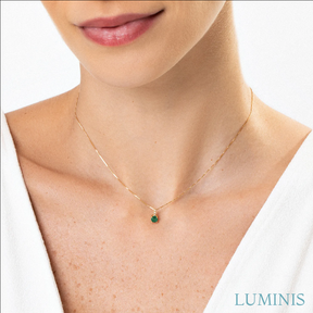 Pendentif Vert en Or Jaune 18k avec Zircones